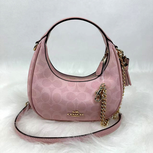 Coach Carmen Mini Crossbody Bag In Signature Canvas In Powder Pink CAM83 NWT - Picture 1 of 8